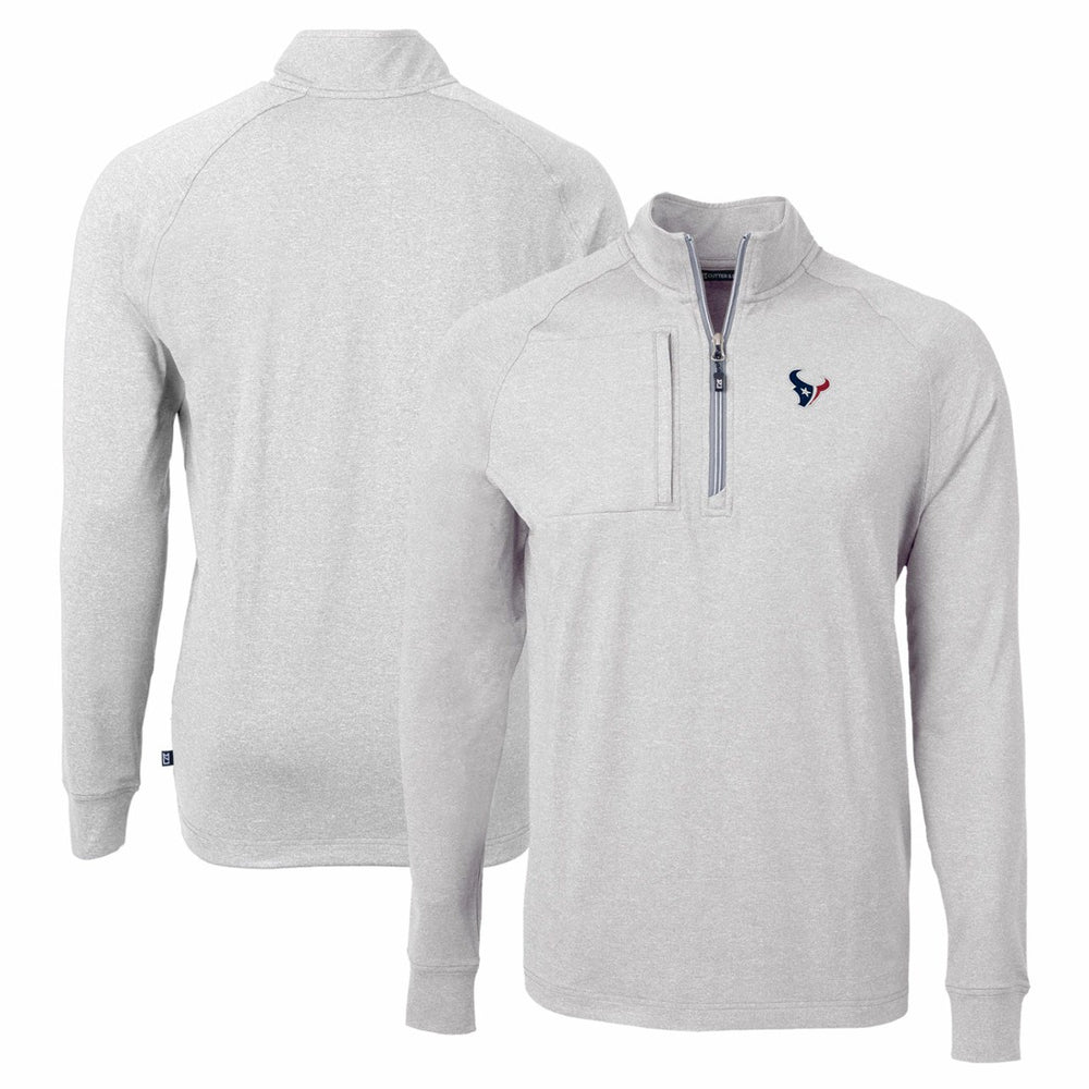 Houston Texans Cutter & Buck Adapt Eco Knit Quarter-Zip Pullover Top Heather Gray