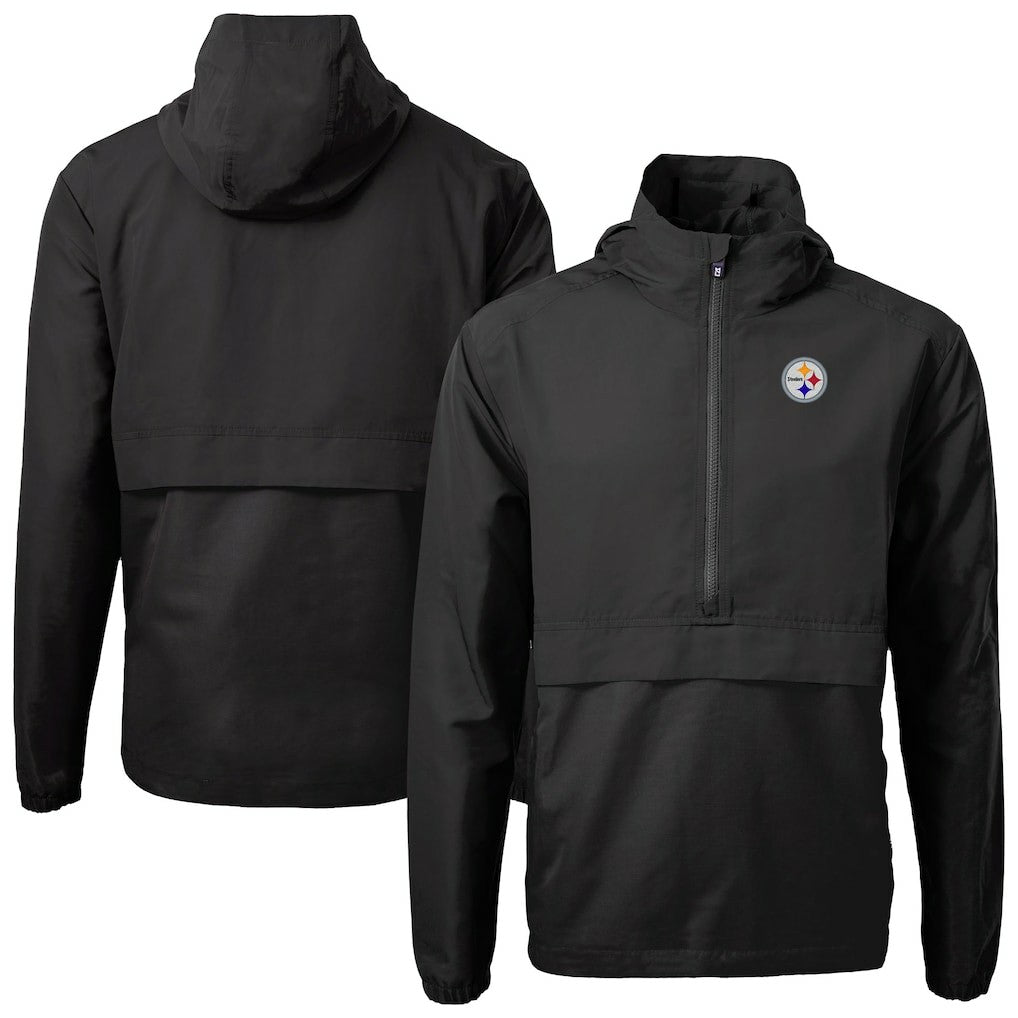 Pittsburgh Steelers Cutter & Buck Charter Eco Recycled Anorak Half-Zip Jacket Black