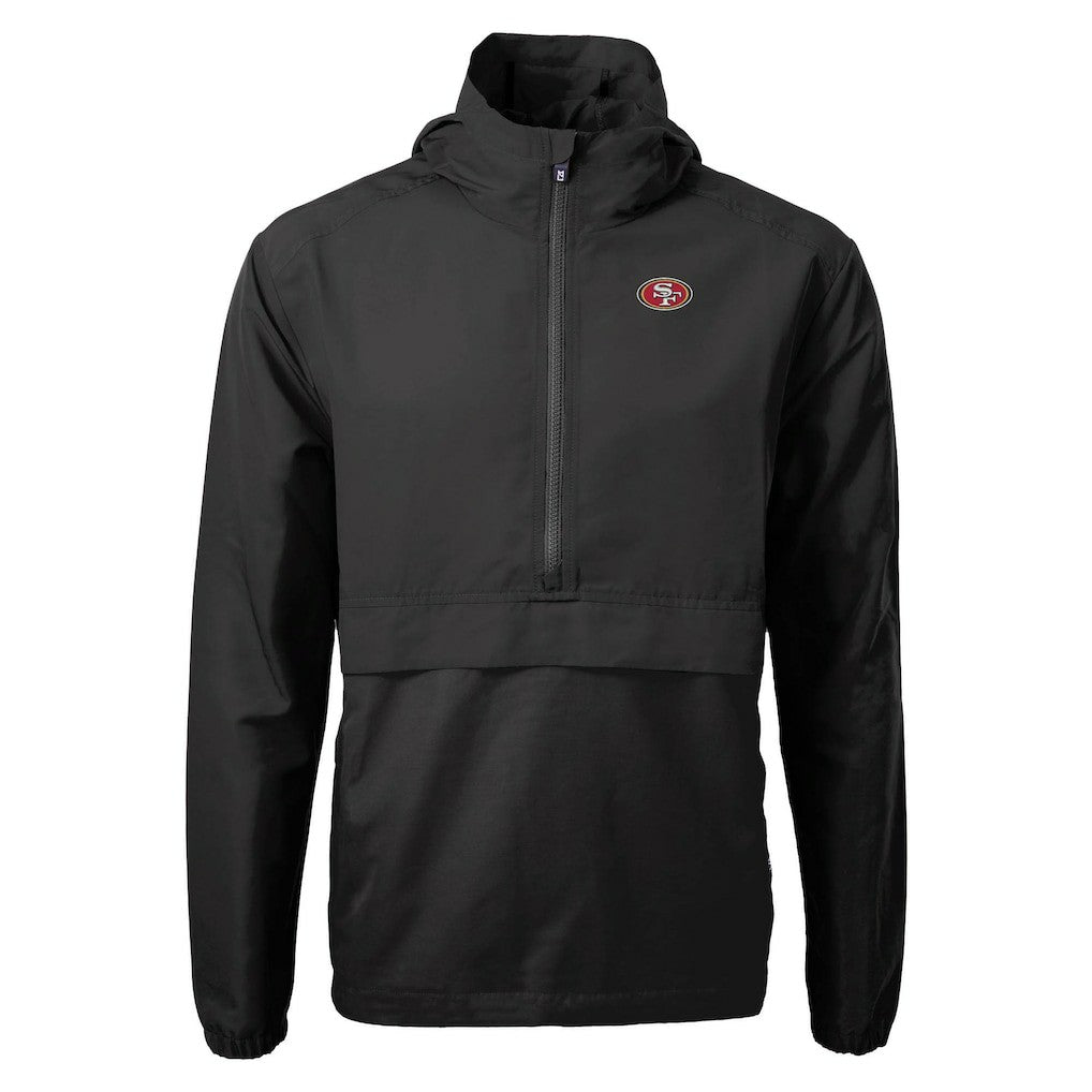 San Francisco 49ers Cutter & Buck Charter Eco Recycled Anorak Half-Zip Jacket Black