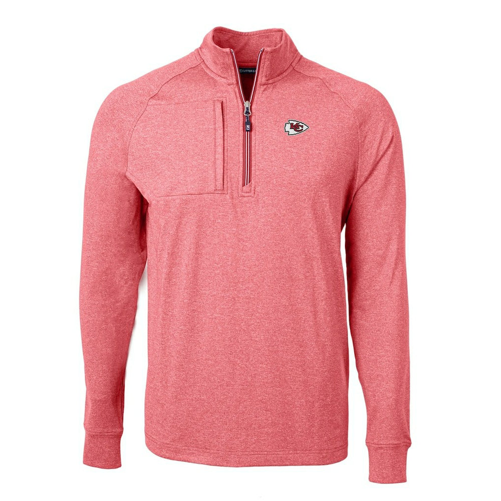 Kansas City Chiefs Cutter & Buck Adapt Eco Knit Quarter-Zip Pullover Top Heather Red