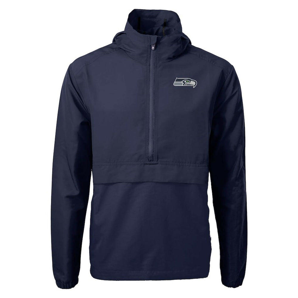 Seattle Seahawks Cutter & Buck Charter Eco Recycled Anorak Half-Zip Jacket Navy