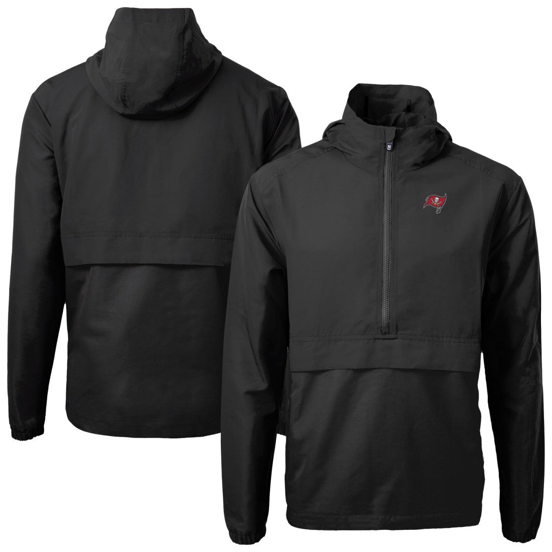 Tampa Bay Buccaneers Cutter & Buck Charter Eco Recycled Anorak Half-Zip Jacket Black