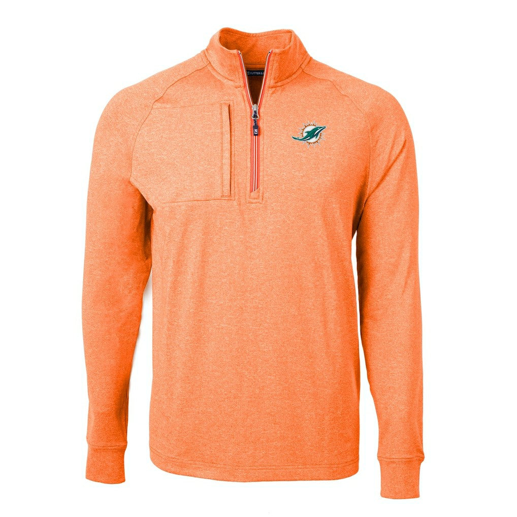 Miami Dolphins Cutter & Buck Adapt Eco Knit Quarter-Zip Pullover Top Heather Orange