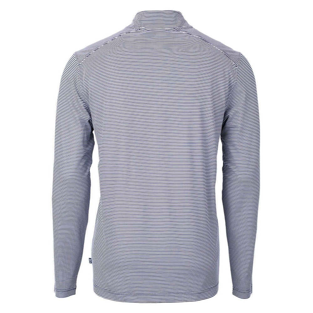 Pittsburgh Steelers Cutter & Buck Virtue Eco Pique Micro Stripe Recycled Quarter-Zip Pullover Top Navy/White
