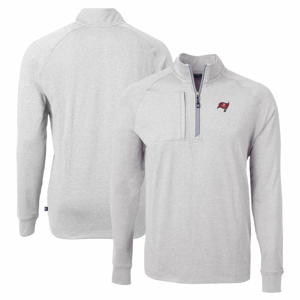 Tampa Bay Buccaneers Cutter & Buck Adapt Eco Knit Quarter-Zip Pullover Top Heather Gray