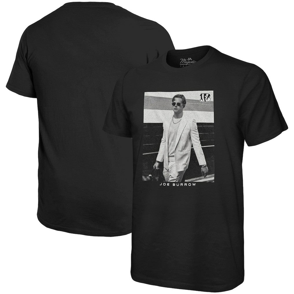 Joe Burrow Cincinnati Bengals Majestic Threads Oversized Player Image T-Shirt Black