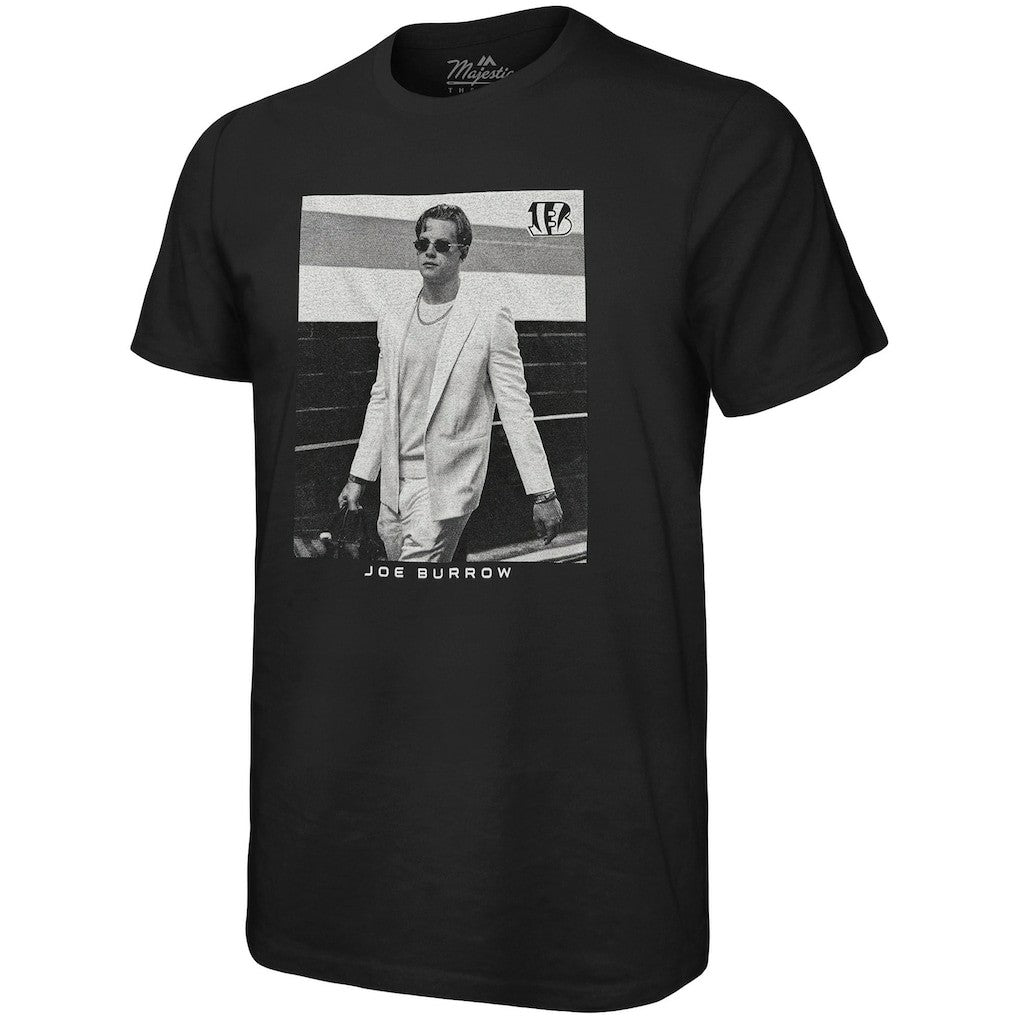Joe Burrow Cincinnati Bengals Majestic Threads Oversized Player Image T-Shirt Black
