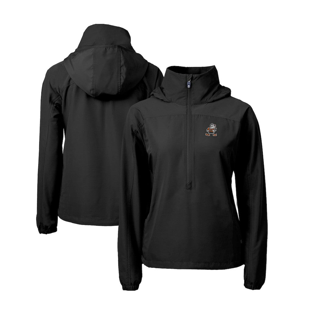 Cleveland Browns Cutter & Buck Women's Charter Eco Recycled Half-Zip Anorak Jacket Black