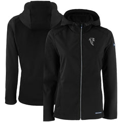 Atlanta Falcons Cutter & Buck Women's Evoke Eco Softshell Recycled Full-Zip Hooded Jacket Black
