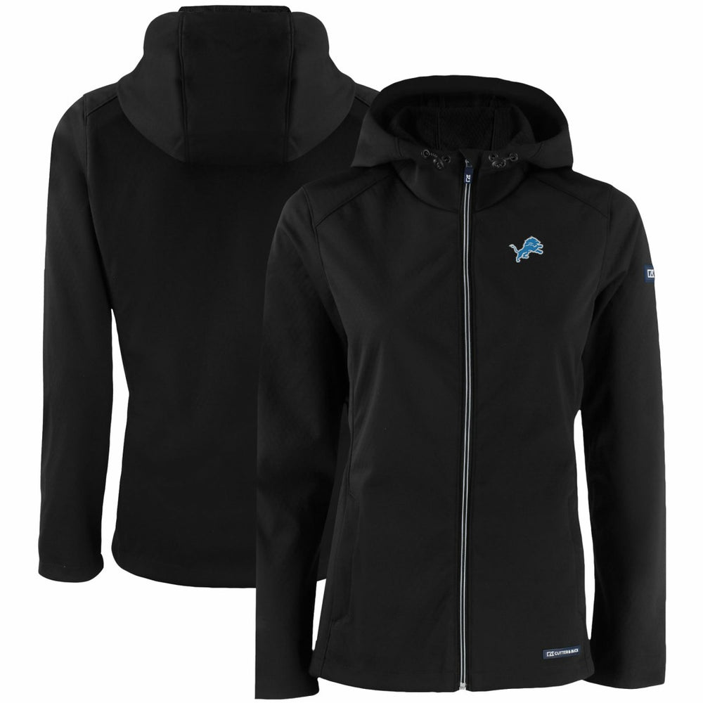 Detroit Lions Cutter & Buck Women's Evoke Eco Softshell Recycled Full-Zip Hooded Jacket Black