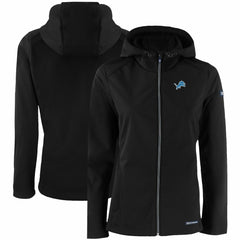 Detroit Lions Cutter & Buck Women's Evoke Eco Softshell Recycled Full-Zip Hooded Jacket Black