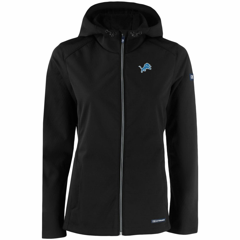 Detroit Lions Cutter & Buck Women's Evoke Eco Softshell Recycled Full-Zip Hooded Jacket Black