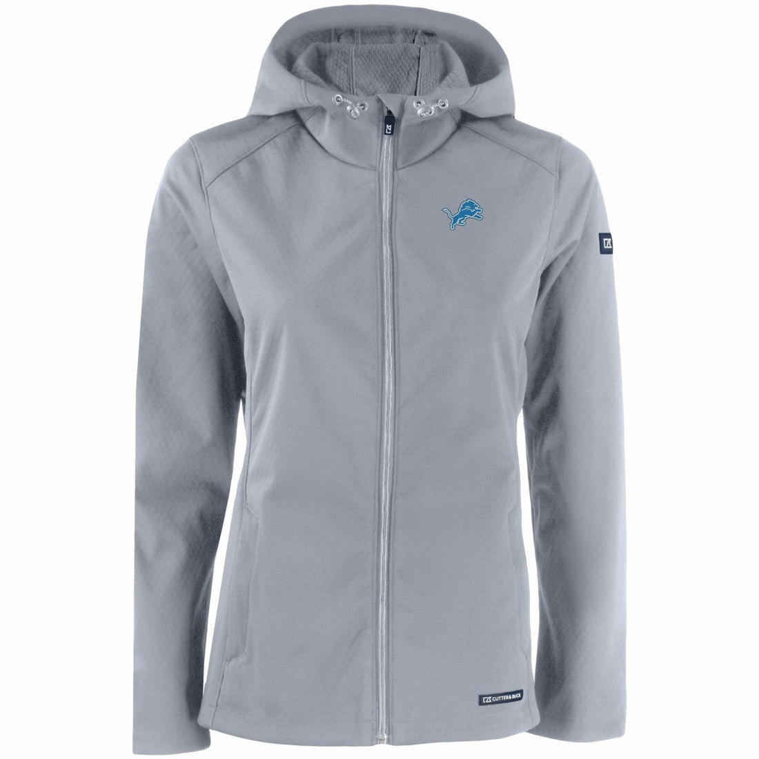 Detroit Lions Cutter & Buck Women's Evoke Eco Softshell Recycled Full-Zip Hooded Jacket Gray
