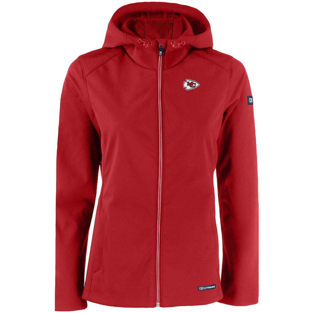 Kansas City Chiefs Cutter & Buck Women's Evoke Eco Softshell Recycled Full-Zip Hooded Jacket Red
