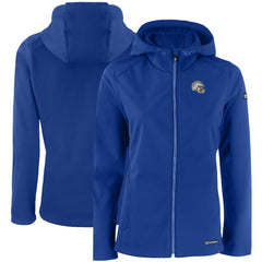 Los Angeles Chargers Cutter & Buck Women's Evoke Eco Softshell Recycled Full-Zip Hooded Jacket Blue