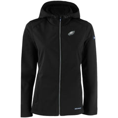 Philadelphia Eagles Cutter & Buck Women's Evoke Eco Softshell Recycled Full-Zip Hooded Jacket Black