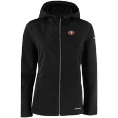 San Francisco 49ers Cutter & Buck Women's Evoke Eco Softshell Recycled Full-Zip Hooded Jacket Black