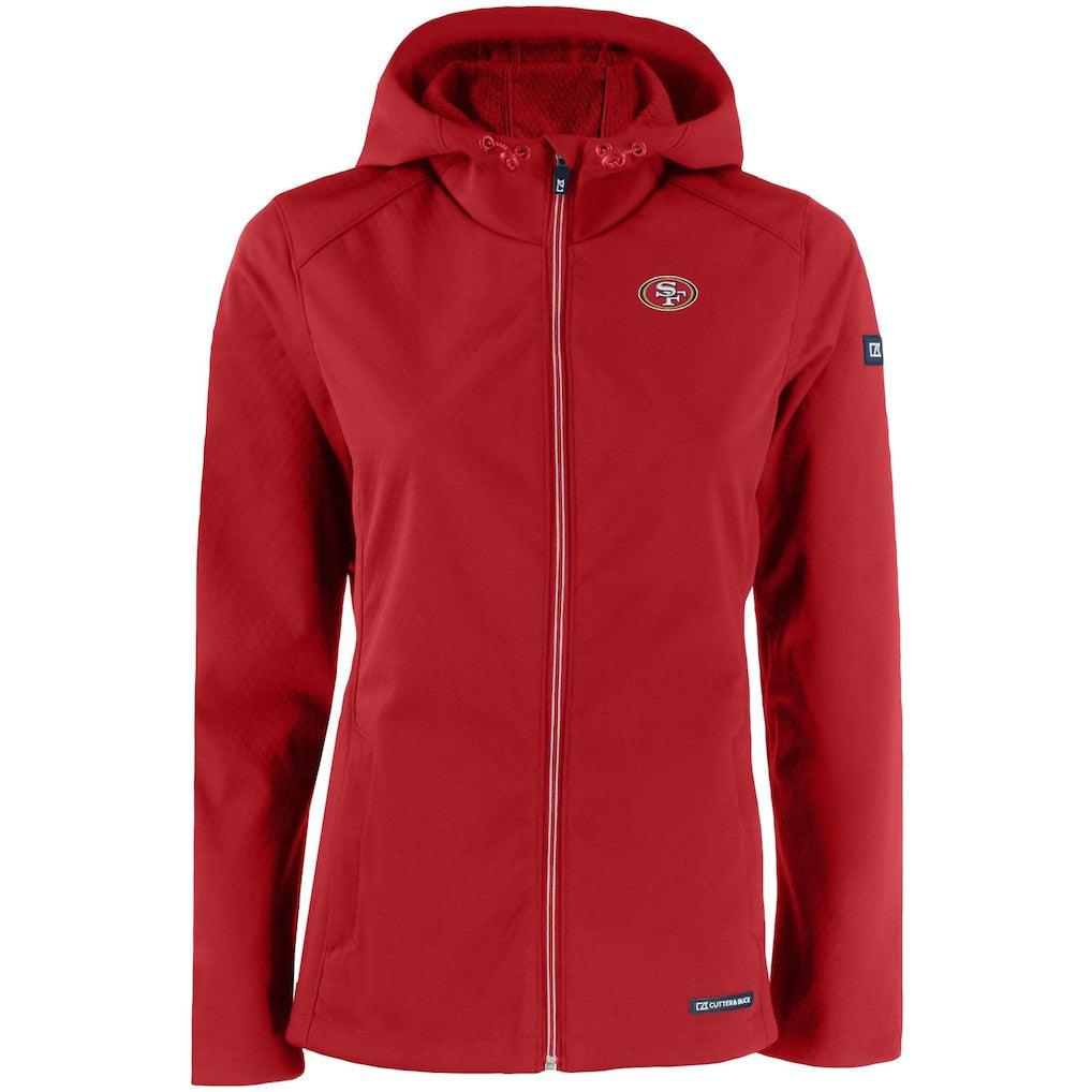 San Francisco 49ers Cutter & Buck Women's Evoke Eco Softshell Recycled Full-Zip Hooded Jacket Scarlet