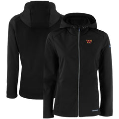 Washington Commanders Cutter & Buck Women's Evoke Eco Softshell Recycled Full-Zip Hooded Jacket Black
