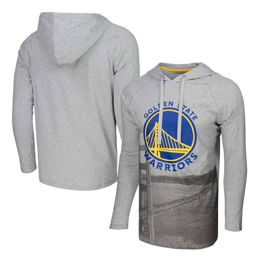Golden State Warriors Stadium Essentials Atrium Raglan Long Sleeve Hoodie T-Shirt Heather Gray