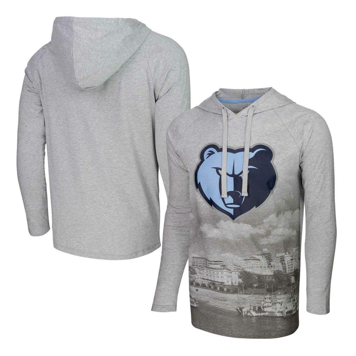 Memphis Grizzlies Stadium Essentials Atrium Raglan Long Sleeve Hoodie T-Shirt Heather Gray