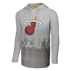 Miami Heat Stadium Essentials Atrium Raglan Long Sleeve Hoodie T-Shirt Heather Gray