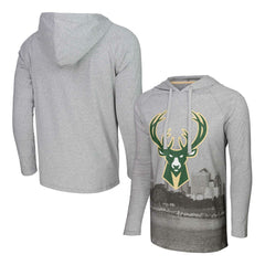 Milwaukee Bucks Stadium Essentials Atrium Raglan Long Sleeve Hoodie T-Shirt Heather Gray