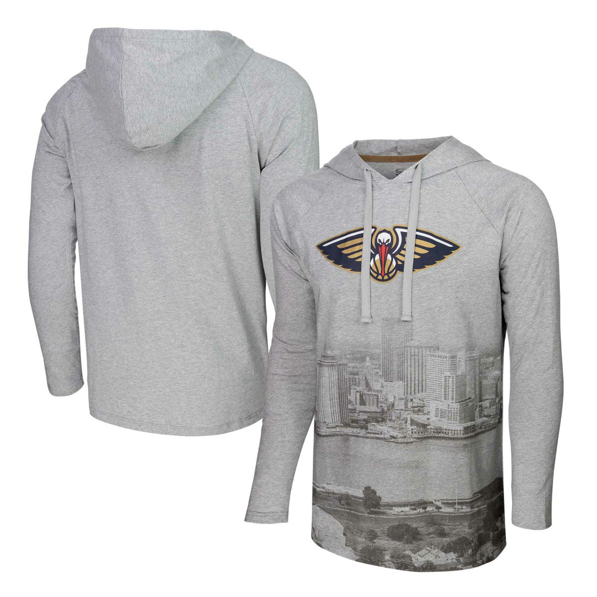 New Orleans Pelicans Stadium Essentials Atrium Raglan Long Sleeve Hoodie T-Shirt Heather Gray