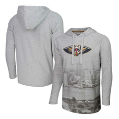 New Orleans Pelicans Stadium Essentials Atrium Raglan Long Sleeve Hoodie T-Shirt Heather Gray