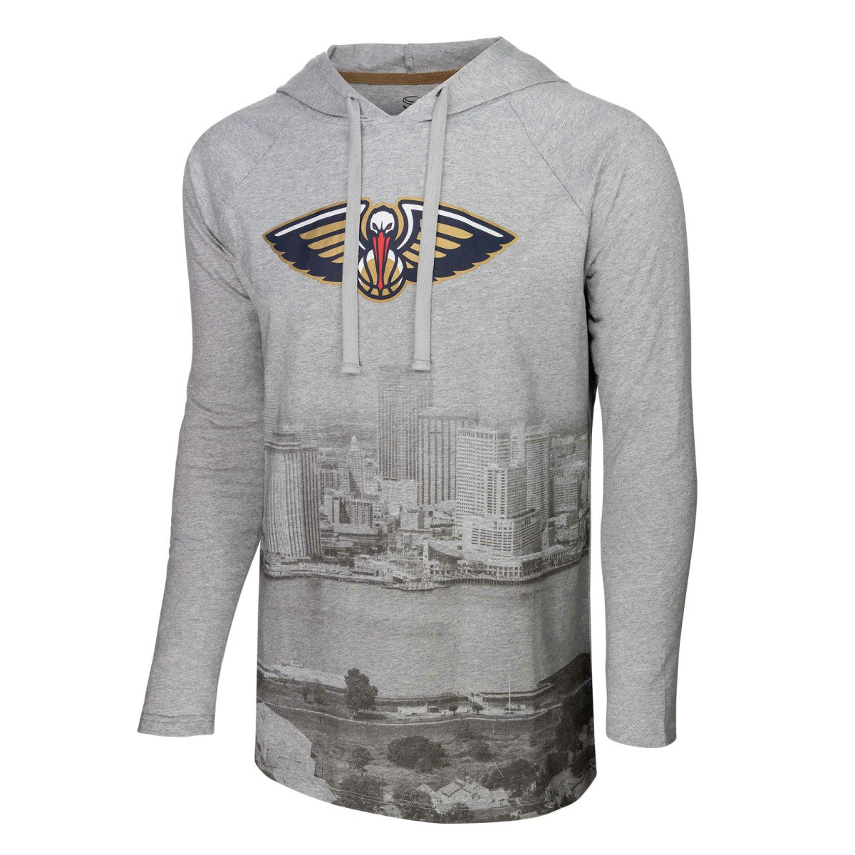 New Orleans Pelicans Stadium Essentials Atrium Raglan Long Sleeve Hoodie T-Shirt Heather Gray