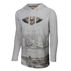 New Orleans Pelicans Stadium Essentials Atrium Raglan Long Sleeve Hoodie T-Shirt Heather Gray