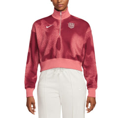USMNT Women's Phoenix Fleece Cropped Quarter-Zip Jacket Pink