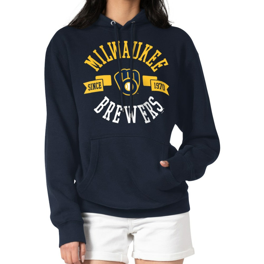 Milwaukee Brewers G-III 4Her by Carl Banks Women's City Graphic Pullover Hoodie - Navy Hoodies