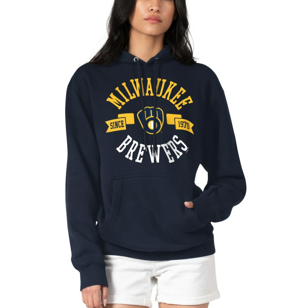 Milwaukee Brewers G-III 4Her by Carl Banks Women's City Graphic Pullover Hoodie - Navy Hoodies