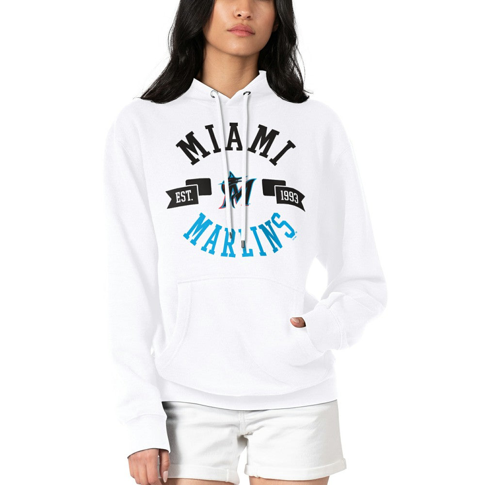 Miami Marlins G-III 4Her by Carl Banks Women's City Graphic Pullover Hoodie - White Hoodies