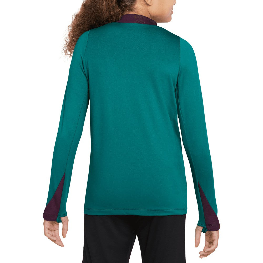Paris Saint-Germain Youth 2024/25 Strike Drill Quarter-Zip Long Sleeve Performance Training Top Teal