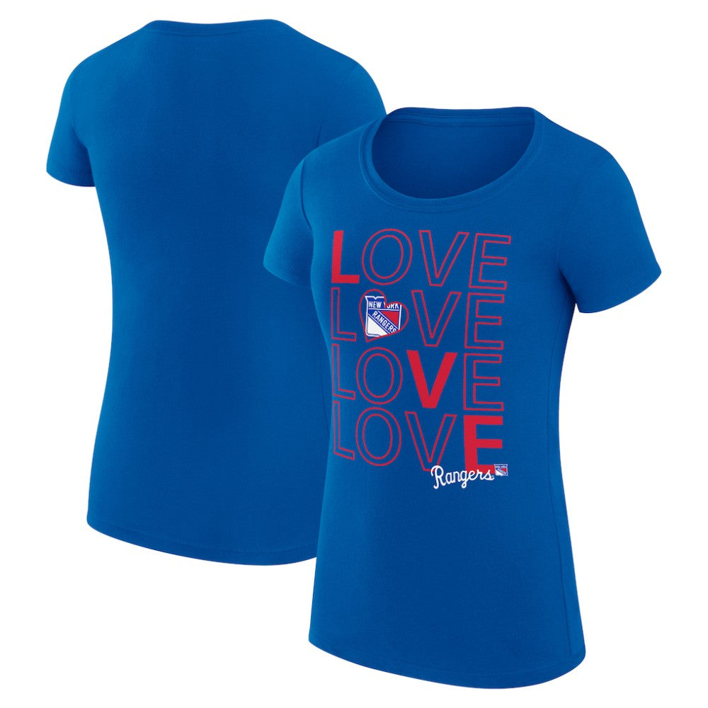 NHL New York Rangers G-III 4Her by Carl Banks Women's Super-Slim Fit Lightweight Hockey Love T-Shirt - Royal