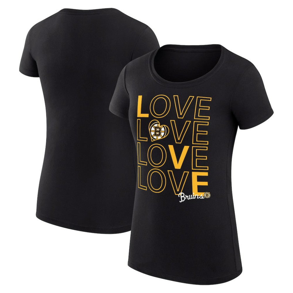 NHL Boston Bruins G-III 4Her by Carl Banks Women's Super-Slim Fit Lightweight Hockey Love T-Shirt - Black