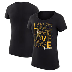 NHL Boston Bruins G-III 4Her by Carl Banks Women's Super-Slim Fit Lightweight Hockey Love T-Shirt - Black
