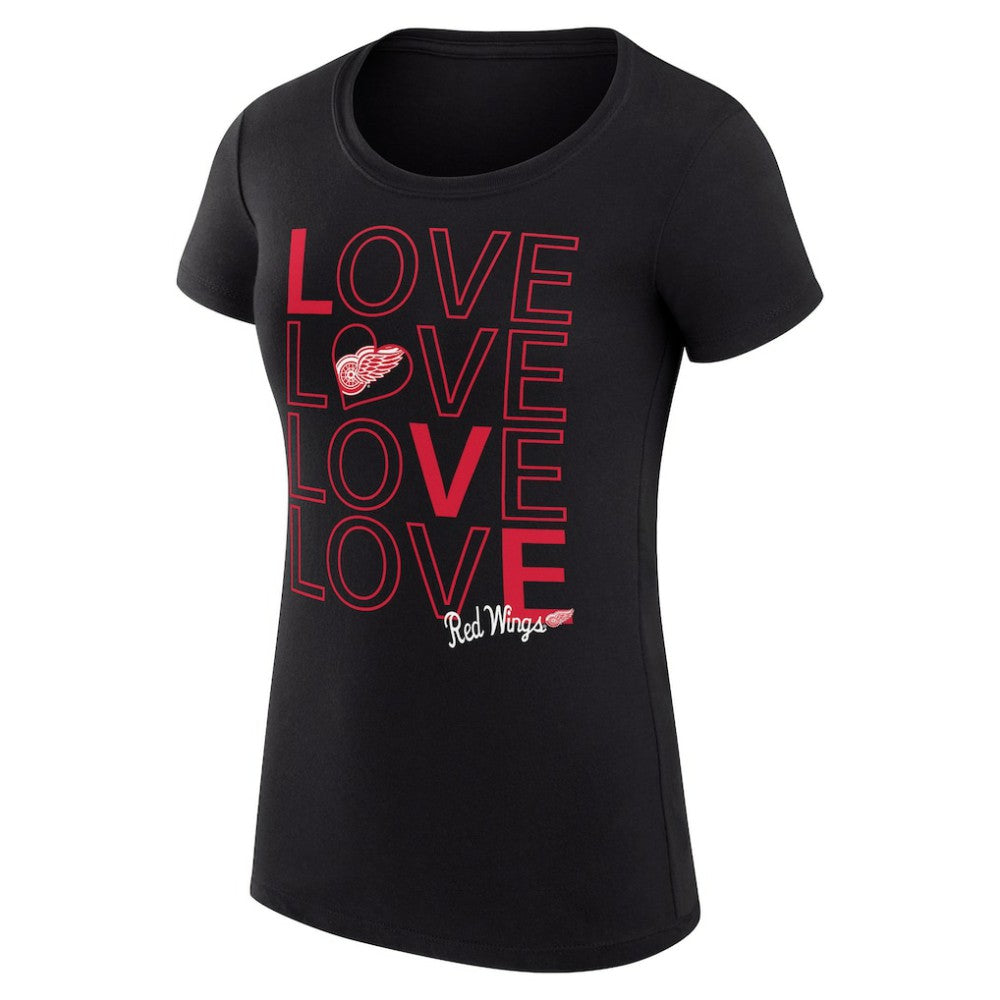 NHL Detroit Red Wings G-III 4Her by Carl Banks Women's Super-Slim Fit Lightweight Hockey Love T-Shirt - Black