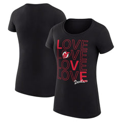 NHL New Jersey Devils G-III 4Her by Carl Banks Women's Super-Slim Fit Lightweight Hockey Love T-Shirt - Black