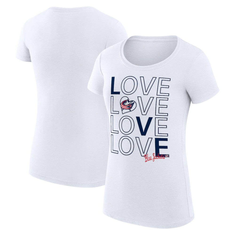 NHL Columbus Blue Jackets G-III 4Her by Carl Banks Women's Super-Slim Fit Lightweight Hockey Love T-Shirt - White