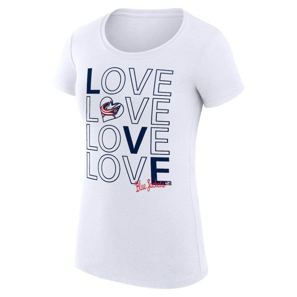 NHL Columbus Blue Jackets G-III 4Her by Carl Banks Women's Super-Slim Fit Lightweight Hockey Love T-Shirt - White