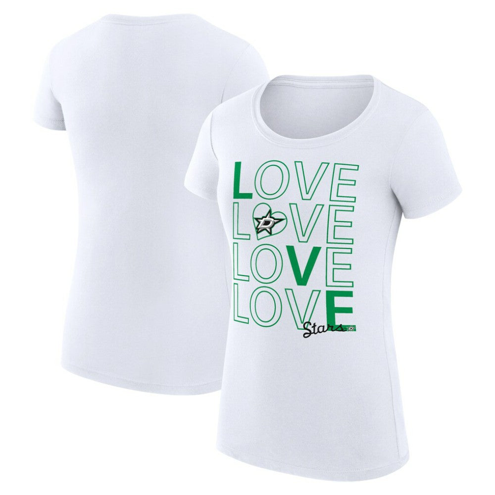 NHL Dallas Stars G-III 4Her by Carl Banks Women's Super-Slim Fit Lightweight Hockey Love T-Shirt - White