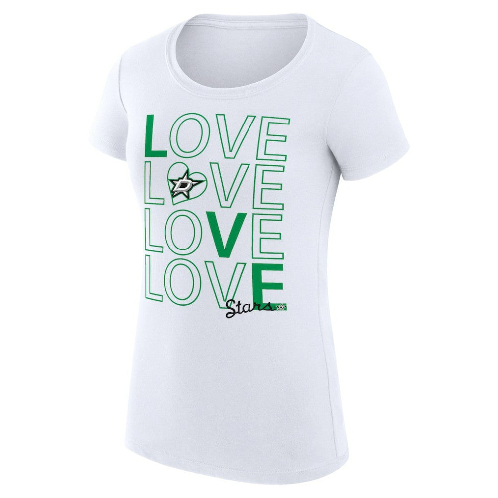 NHL Dallas Stars G-III 4Her by Carl Banks Women's Super-Slim Fit Lightweight Hockey Love T-Shirt - White