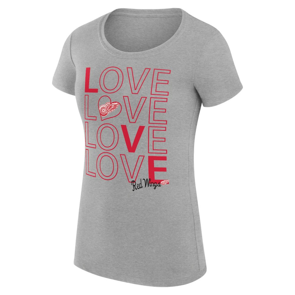 NHL Detroit Red Wings G-III 4Her by Carl Banks Women's Super-Slim Fit Lightweight Hockey Love T-Shirt - Heather Gray