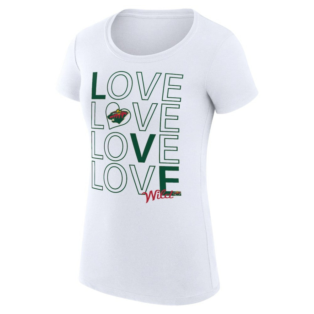 NHL Minnesota Wild G-III 4Her by Carl Banks Women's Super-Slim Fit Lightweight Hockey Love T-Shirt - White