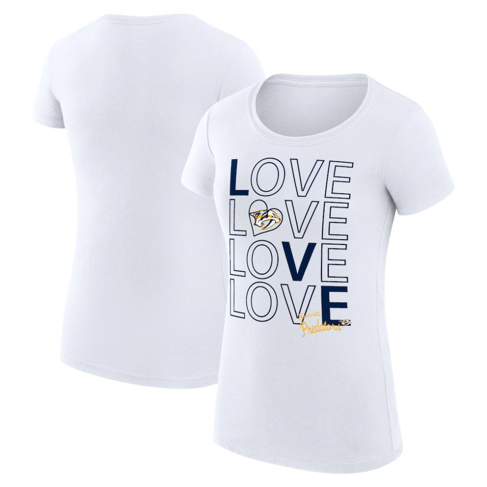 NHL Nashville Predators G-III 4Her by Carl Banks Women's Super-Slim Fit Lightweight Hockey Love T-Shirt - White