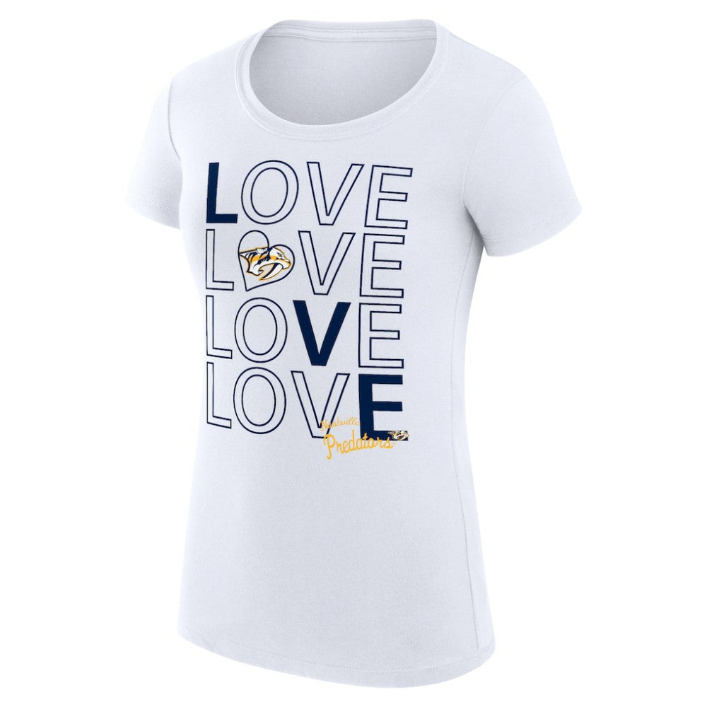 NHL Nashville Predators G-III 4Her by Carl Banks Women's Super-Slim Fit Lightweight Hockey Love T-Shirt - White