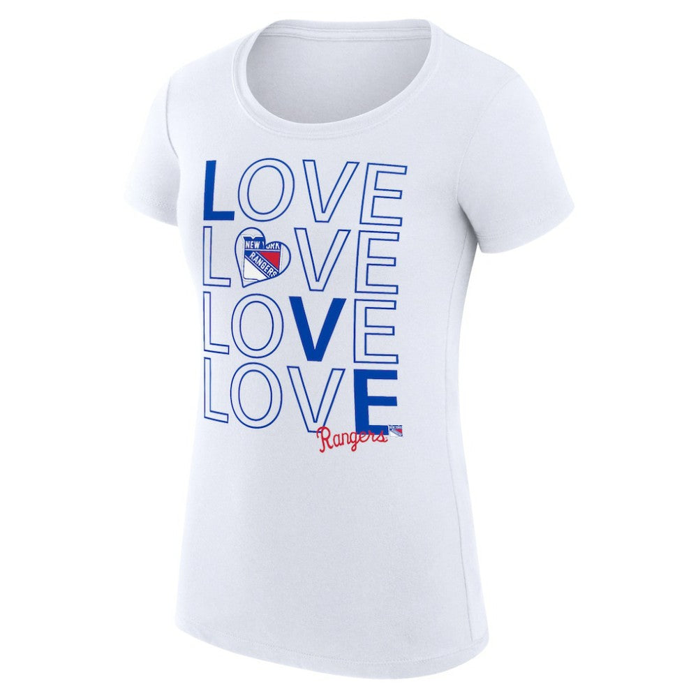 NHL New York Rangers G-III 4Her by Carl Banks Women's Super-Slim Fit Lightweight Hockey Love T-Shirt - White